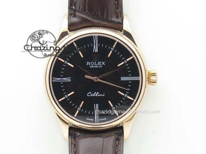 0510 Cellini 50519 Real Date SS BP Maker Best Edition Black Dial Sticks Markers on Black Leather Strap SA Affordable 3087